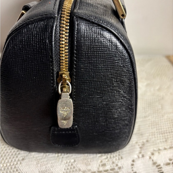 MCM Saffiano Leather Monogram Studded Boston Bag - Picture 7 of 13